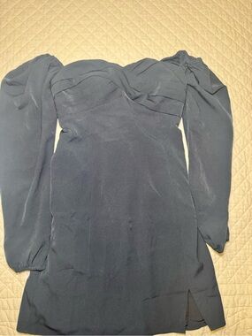 Abercrombie Black Off-Shoulder Long Sleeve Mini Dress
